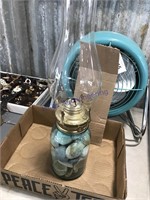 Sea shell blue canning jar kerosene lamp