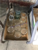 Pint canning jars, some bales/glass lids