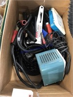 4/4 amp battery charger, jumper cables, foot air