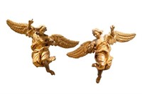 PAIR OF 18TH C CARVED GILTWOOD ANGEL FIGURES