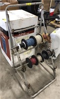 Spool Rack w/7+ Partial Rolls of Copper Wite