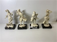 4 FRENCH FIGURES ON MARBLE BASES