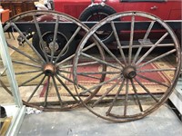 2  X TIMBER & IRON BUGGY WHEELS A/F