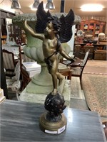 WINGED CUPID BRONZED STATUE