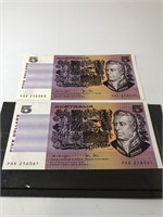 2X "AUSTRALIA" FIVE DOLLAR NOTES