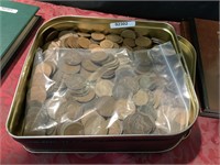 TIN WITH AUSTRALIAN PENNIES AND