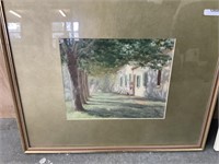 SIGNED WATER COLOUR "GIRL BESIDE HOUSE"