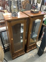 PAIR OF SMALL UPRIGHT DISPLAY CABINETS