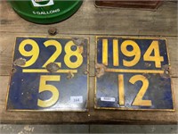 2X ENAMEL NUMBERED SIGNS