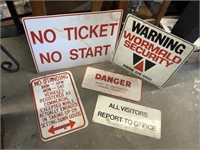 5 ASSORTED WARNING SIGNS