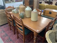 6 CHAIRS &  RED CEDAR DINING TABLE