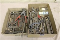 (2) BOXES ASSORTED WRENCHES, SOCKETS, TIN SNIPS,