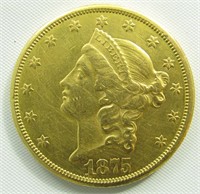 Coin 1875-CC Coronet Head $20.00 Gold Coin
