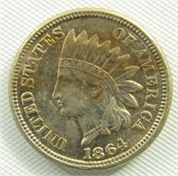 Coin 1864 Copper-Nickel Indian Head Cent  Gem BU