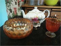 Carnival Glass and Musical Tea Pot