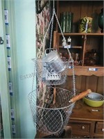 Wire Hanging Basket with Assorted Kitchen