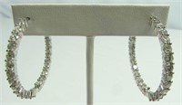 Jewelry 8 Carat 14kt Gold Diamond Hoop Earrings*