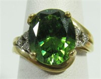 Jewelry 14kt Yellow Gold Green CZ Gemstone Ring