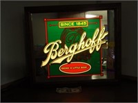 Berghoff Beer Lighted Mirror Sign w/ Wood Frame