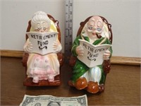 2 Ceramic Retirement Fund Figurine Banks