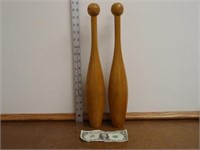 2 Antique 1lb Exercise  Pins - 16" Tall
