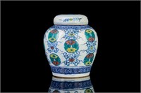 CHINESE DOUCAI ENAMEL PORCELAIN COVERED JAR