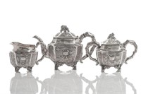 CHINESE EXPORT SILVER THREE PIECE TEA SET