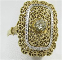 Jewelry 14kt Yellow Gold Filigree Diamond Ring