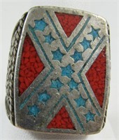 Jewelry Large Silver Confederate Symbol Ring