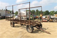 HAY RACK FRAME WITH SIDES AND BACK ON RUNNING GEAR