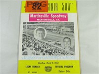 1962 Martinsville Speedway NASCAR Program