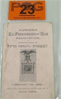 Union Ex-Prisoners of War Banquet Program 1889