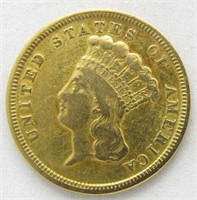Coin 1854 Indian Head $3.00 Gold Coin  VF/XF