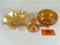 Lot of 3 Vintage Marigold Carnival Glass