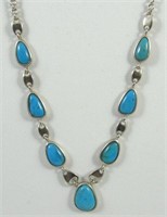 Jewelry Sterling Silver Turquoise Ladies Necklace