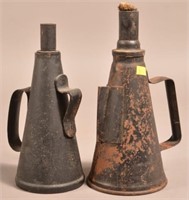 Pair of PRR stamped tin hand held