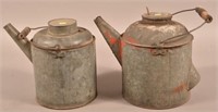 2 PRR stamped galvanized kerosene cans