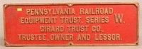 Steel plaque-Pennsylvania Railroad Equipment