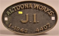 Oval brass plaque- Altoona Works