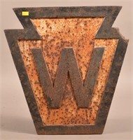 Cast iron vintage keystone form sign