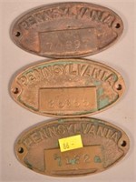 3 vintage Pennsylvania oval tags