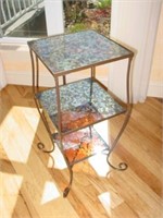 Small Stained Glass & Wrought Iron Table