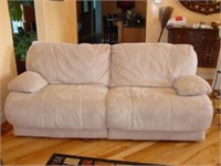 Ultrasuede Cream Couch w/Electric Recliners