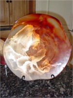Swirled Art Glass Plate w/ Holder