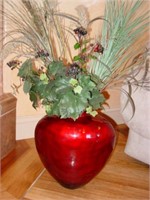 Red  "Mercury Glass" Vase w/ Arrangement