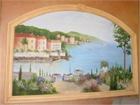 Large Mediterranean Mural Painting by Nona Lee