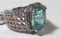 Jewelry 14kt White Gold Diamond and Emerald Ring