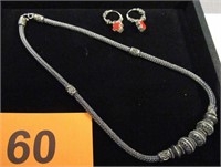 Jewelry Sterling Necklace & Hoop Earrings