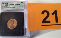 Coin 1970-S small date Lincoln Head Cent    PR66