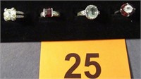 Jewelry Lot of 4 Sterling Silver Fashion Rings